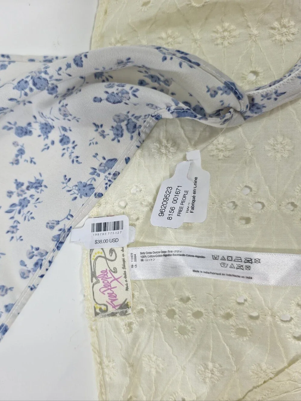 Free People Hair Scarf Lot 3 Claro Eyelet Miss Sunshine Blue White Floral NWT